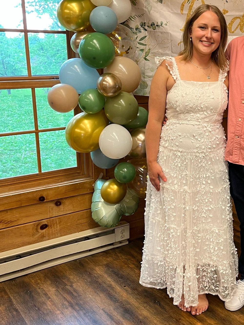 Kallie Lace Tiered Maxi Dress - White Medium